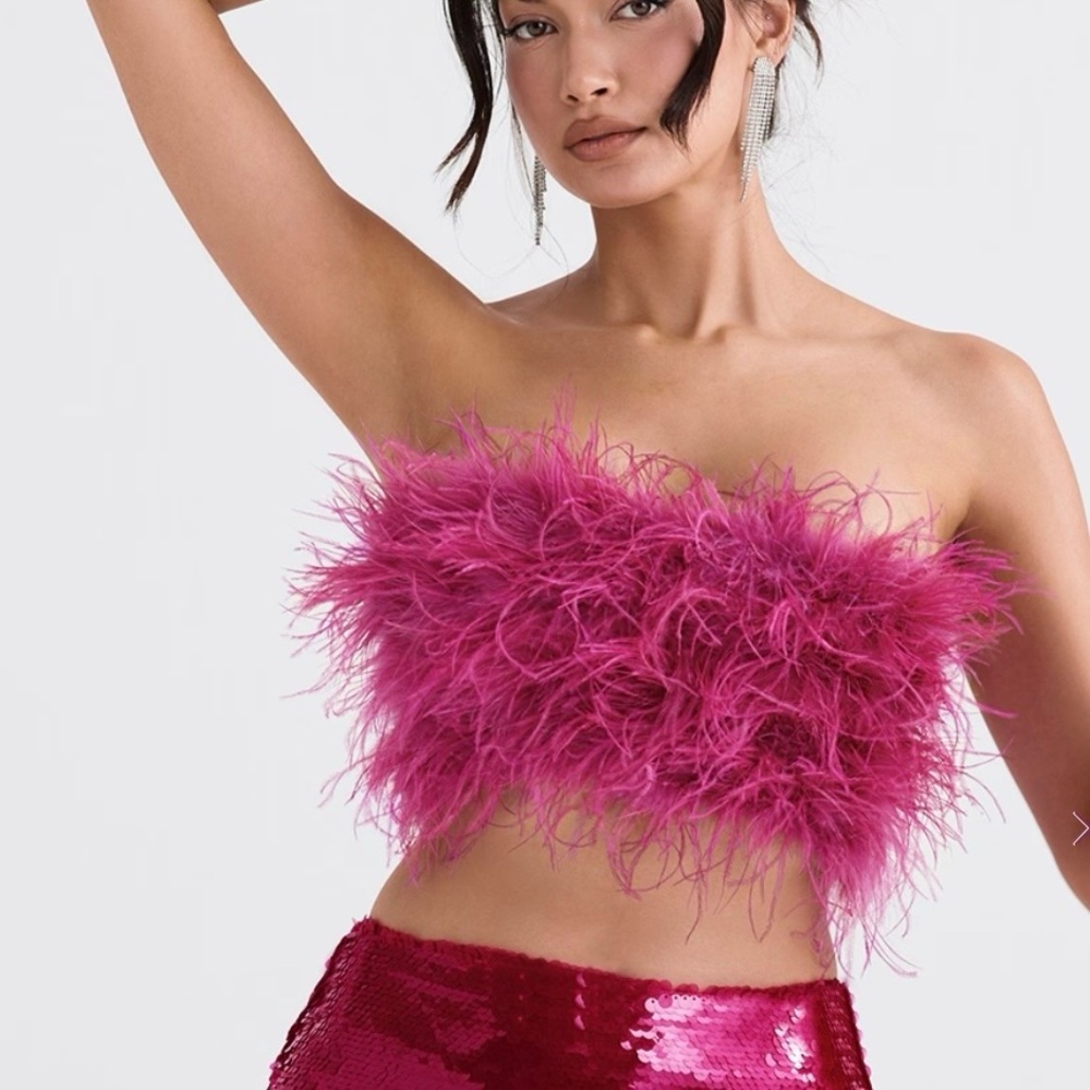 HOUSE of CB Fenella Feather Strapless Top